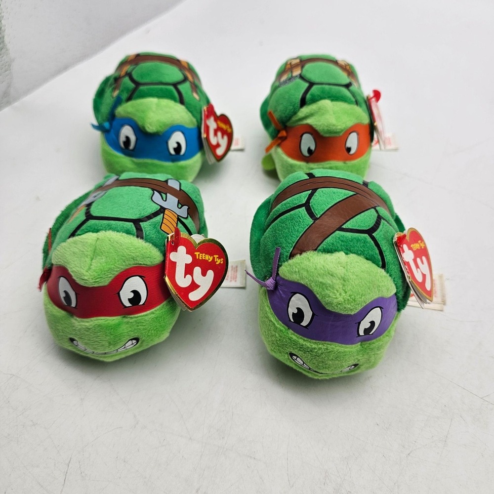 Ty Teenage Mutant Ninja Turtles Teeny Tys Plush Stuffed Toys Mini Green Lot 4